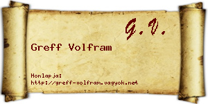 Greff Volfram névjegykártya